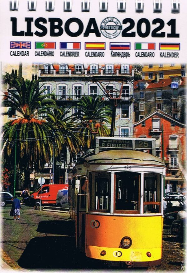 Calendário Pequeno de Lisboa 2021 com 12 imagens - Elétrico em Lisboa