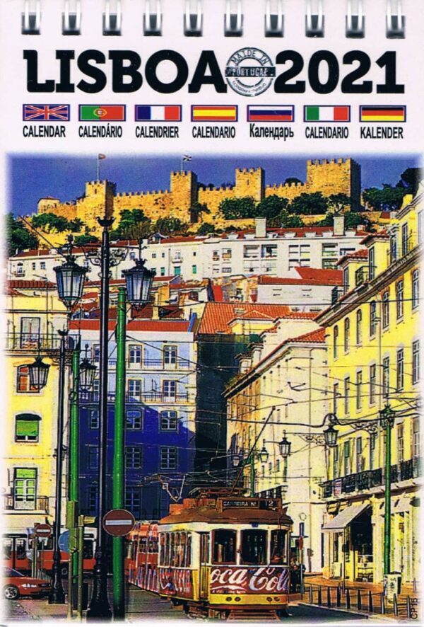 Calendário Pequeno de Lisboa 2021 com 12 imagens - Elétrico praça da Figueira
