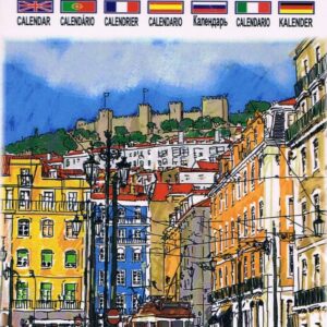 Calendário Pequeno de Lisboa 2021 com 12 imagens - Elétrico praça da figueira em pintura