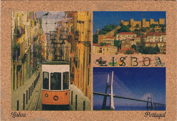 Postal de cortiça de Lisboa, Portugal