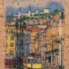Magnético de Cortiça Imagem de Lisboa em Pintura