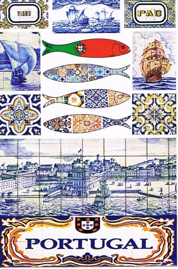 Magnético de Papel Portugal Imagens Azulejos e Sardinhas