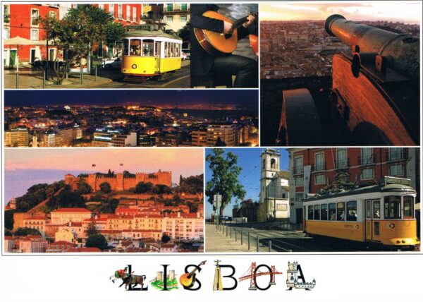 Postal de Papel com Imagens de Lisboa e Elétricos