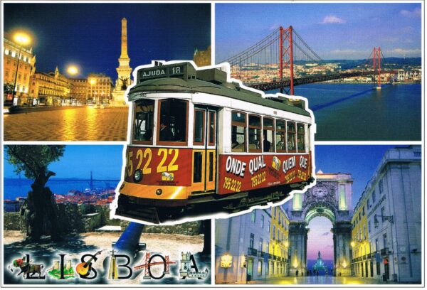 Postal de Papel com Imagens de Lisboa e Elétrico
