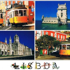 Postal de Papel com imagens de Lisboa e elétricos