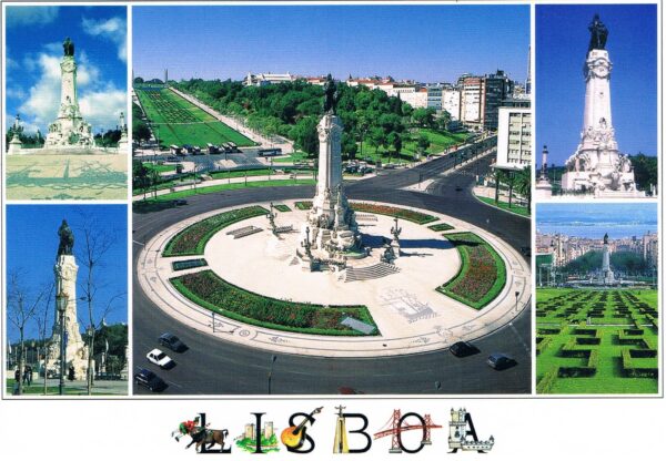 Postal de Papel com imagens Praça Marquês de Pombal Lisboa