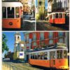 Postal de Papel com imagens de elétricos de Lisboa