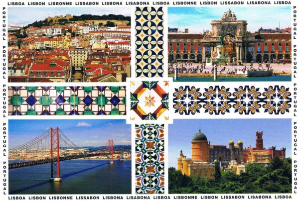 Postal de Papel com Imagens de Lisboa de Azulejos