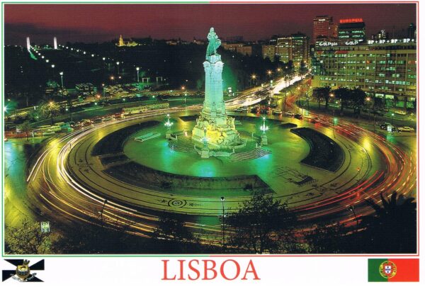 Postal de Papel Imagem Praça Marquês de Pombal à Noite