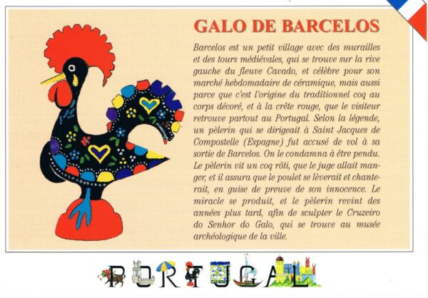 Postal de Papel História Galo de Barcelos em Francês