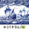 Postal de papel Imagem de caravelas em azulejos de Portugal