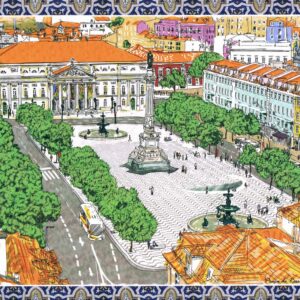 Serigrafia Praça do Rossio em Pintura e azulejos