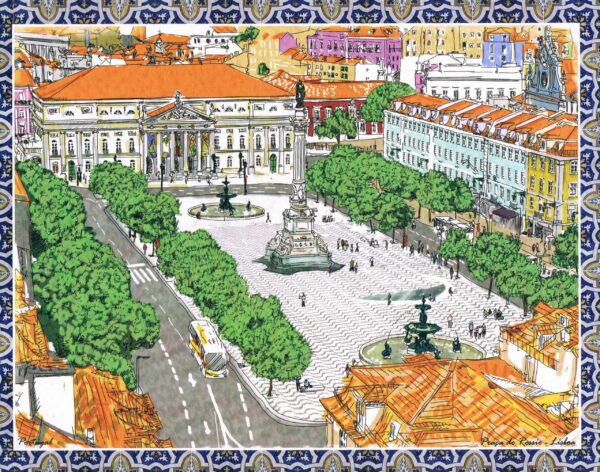 Serigrafia Praça do Rossio em Pintura e azulejos